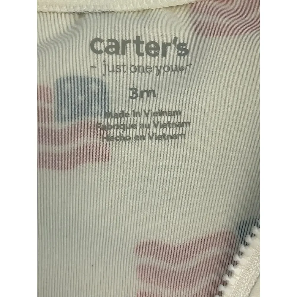 Carters Americana one piece swimsuit diagonal zipper American Flag print sz 3 M